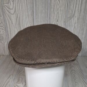 King Cobra Vintage Brown Houndstooth Newsboy Flat Cap Peaky Blinders Mens L/XL